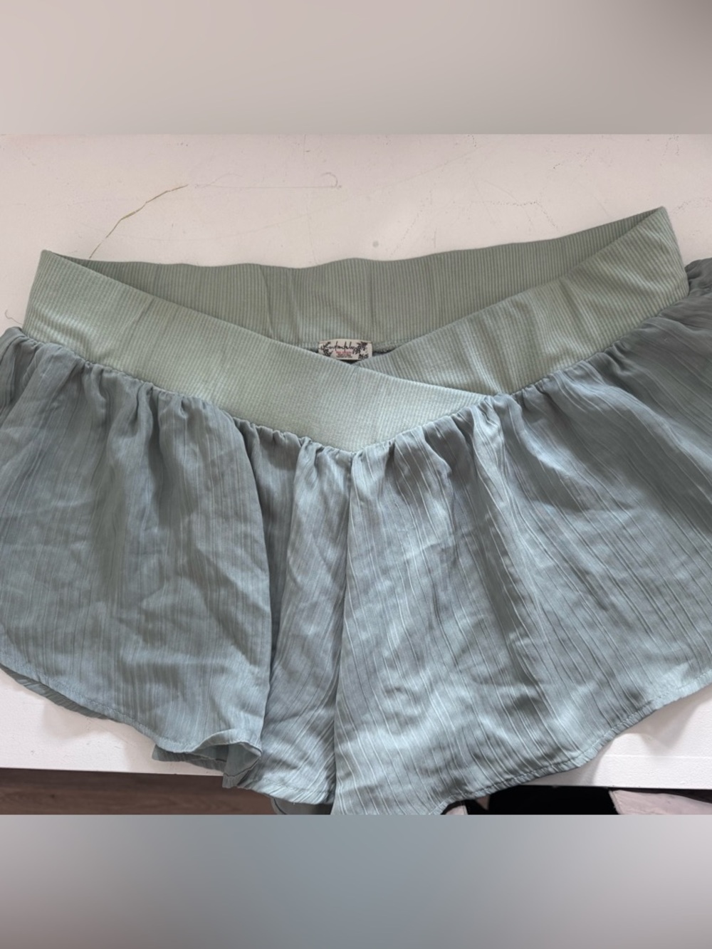 FREE PEOPLE Sage Green Pleated Shorts